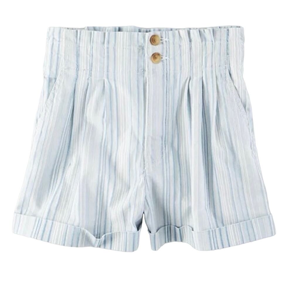 American Eagle AE Striped Mom Shorts Size 6 Light Blue White Ultra High Rise - Picture 3 of 16